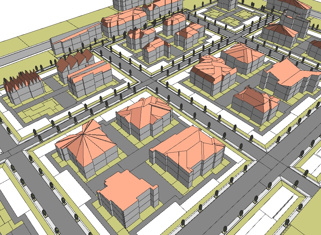 十二种屋顶样式社区建筑-CGA算法社区